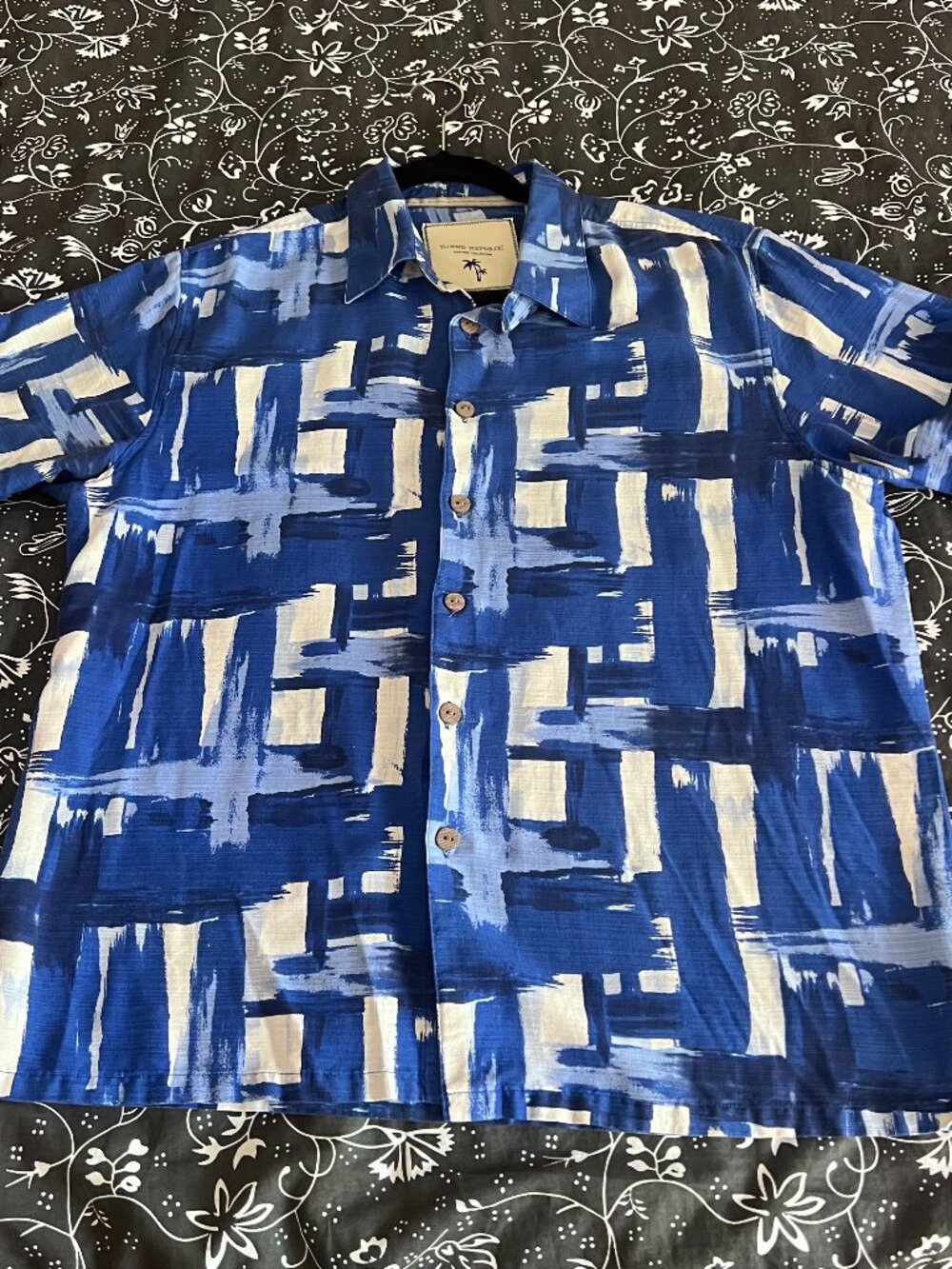 Island Republic Blue Geometric Silk Shirt